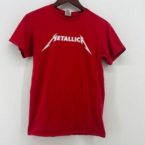 Metallica Band Tee Red Graphic Logo T-Shirt Mens Small‎ Delta Pro Weight